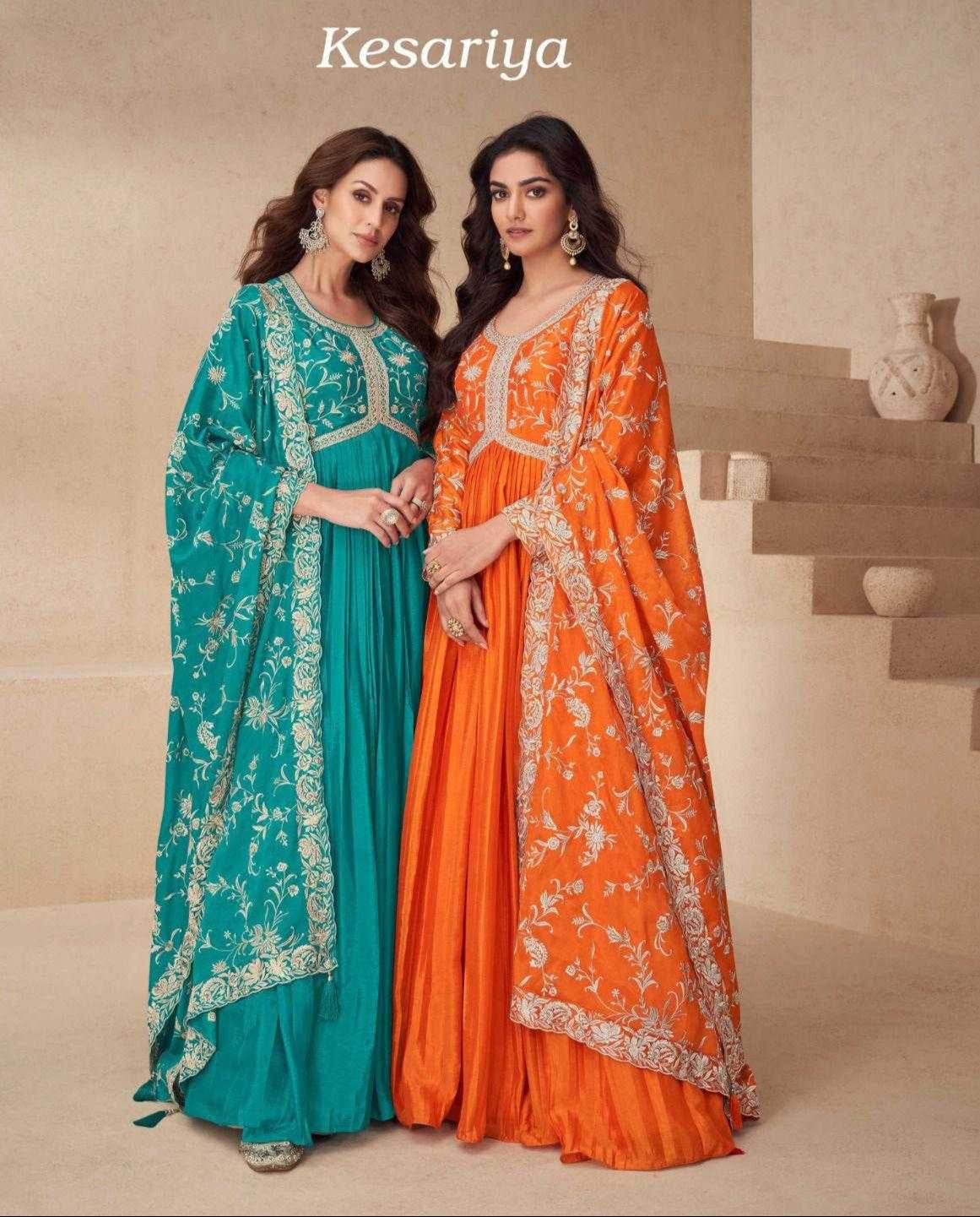 Chinon Silk Anarkali Long Gown for Elegant Occasions - MYLUXURY LANE ENTERPRISE